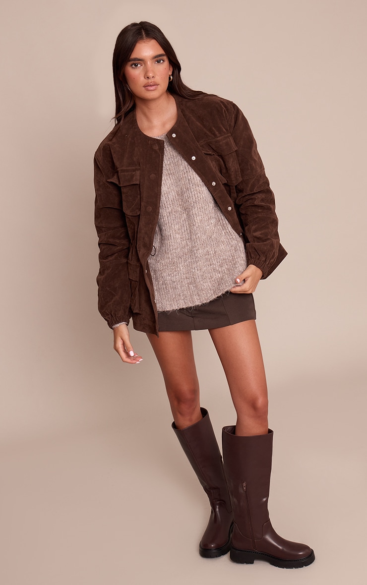 Pull oversize côtelé taupe image 3