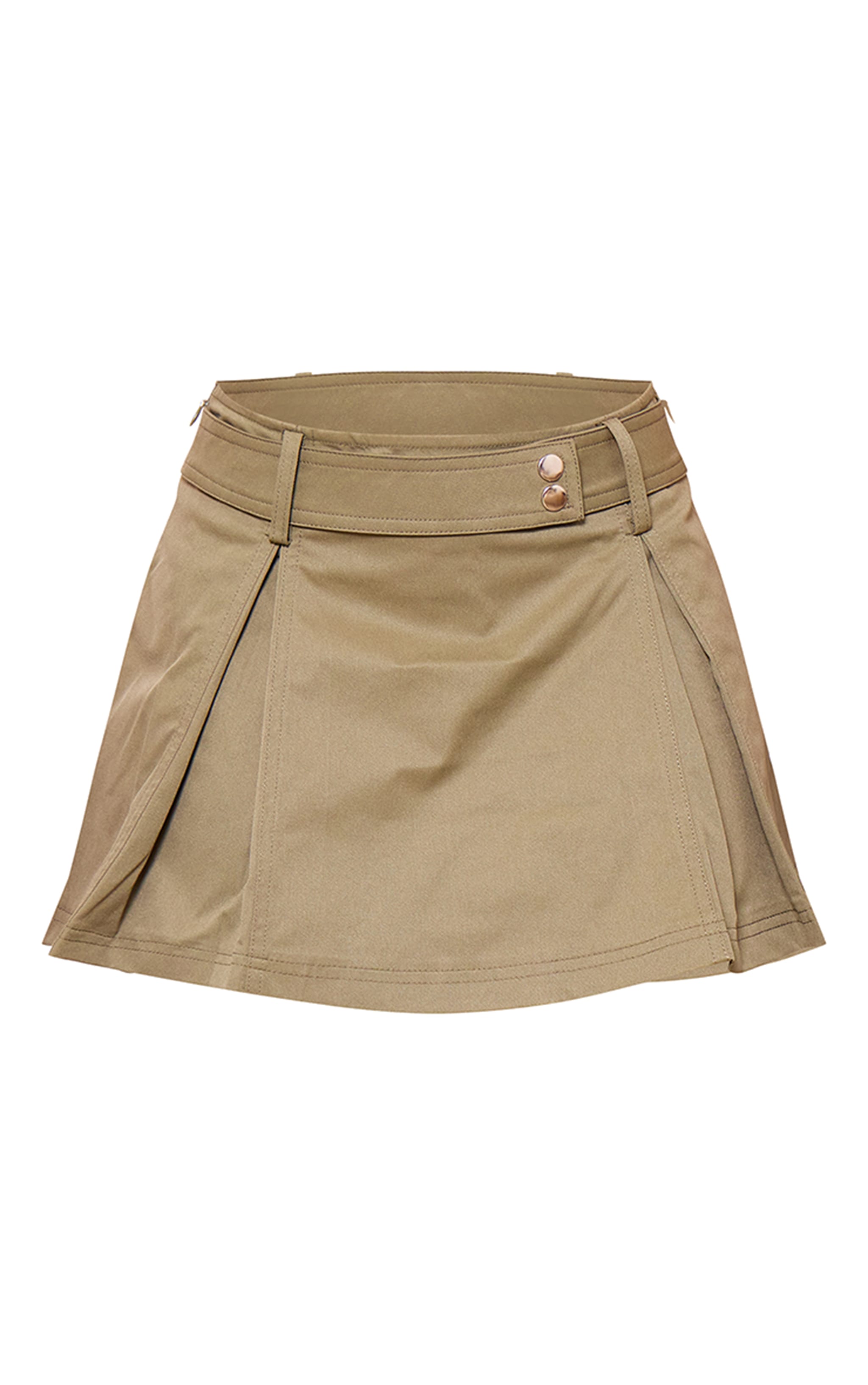 Khaki Twill Micro Mini Skater Skirt image 6