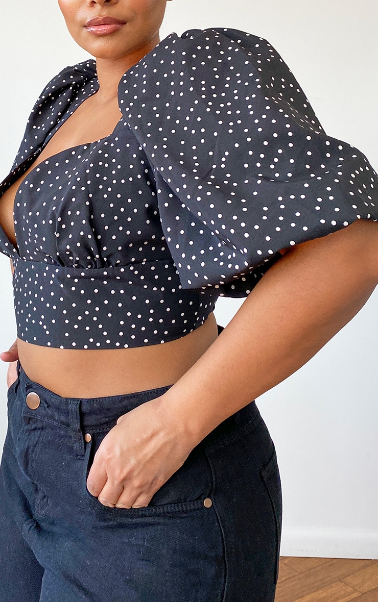 black polka dot crop top