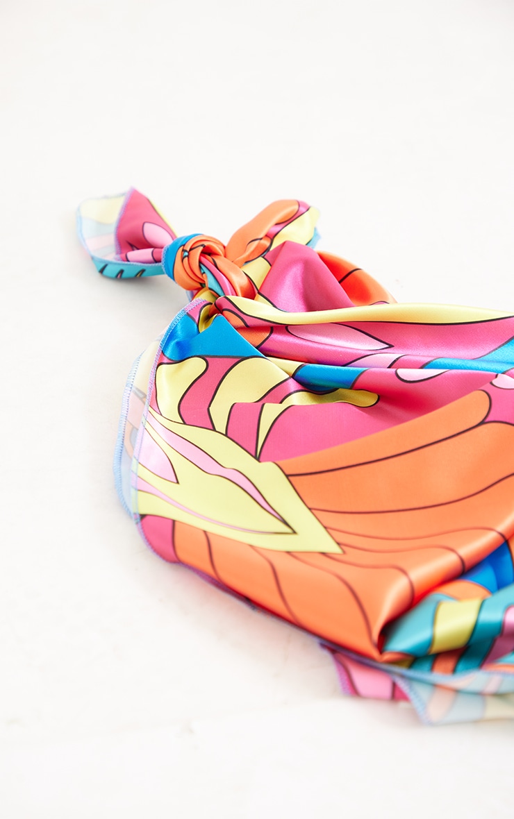 Multi Abstract Flower Print Head Scarf image 3