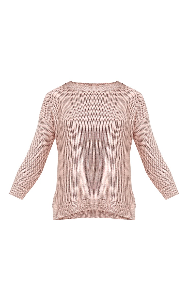 Rose Metallic Crew Neck Jumper PrettyLittleThing