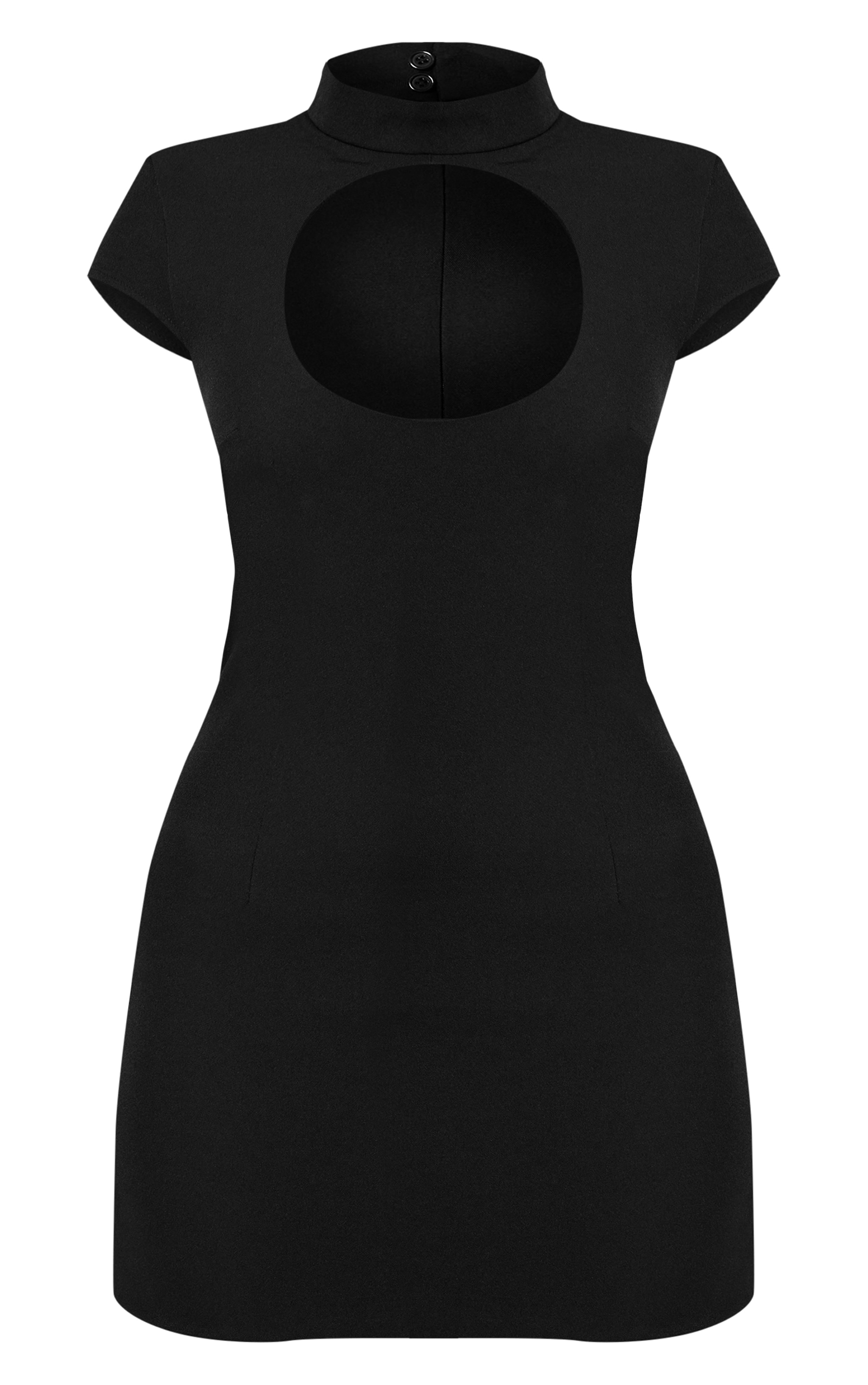 Black Woven Cut Out Cap Sleeve Mini Dress image 5