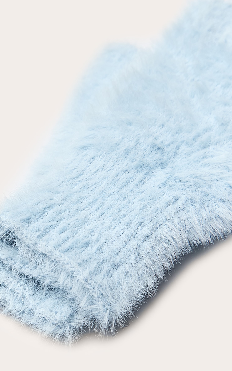 Powder Blue Eyelash Knit Gloves image 3