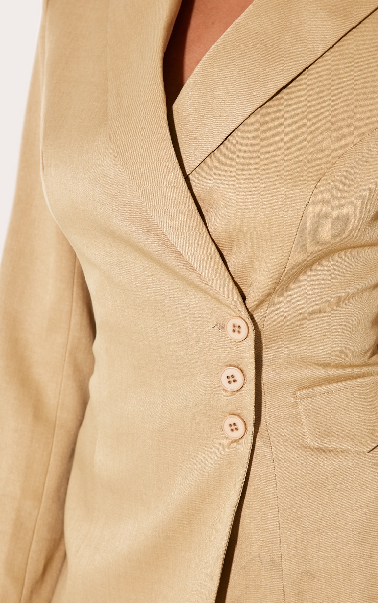 Blazer de tailleur tissé sable à taille cintrée image 4