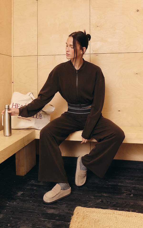 PLT Chocolate Soft Touch Elasticated Waist Bomber Jacket