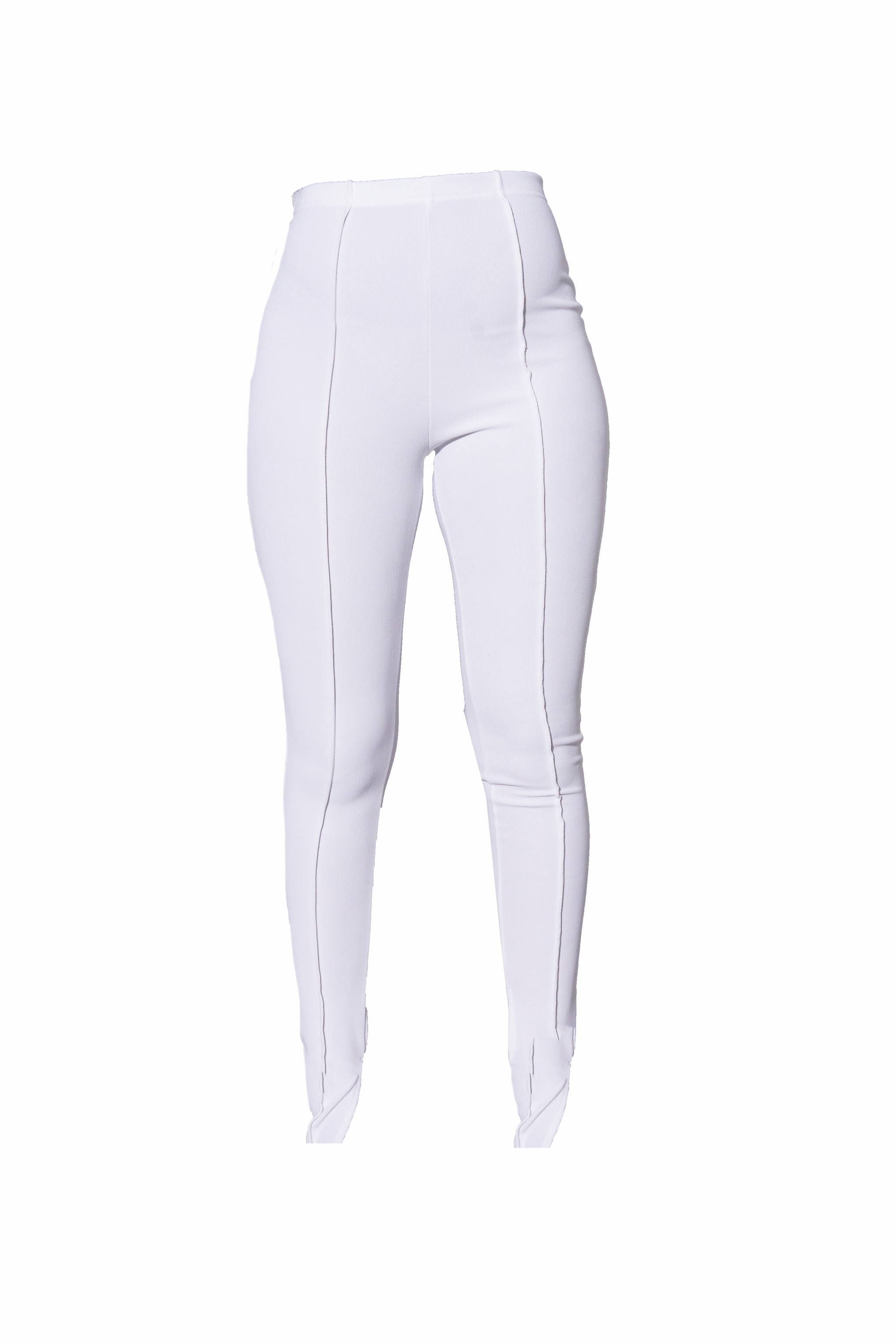 Cream Rib Contrast Seam Split Hem Leggings image 5