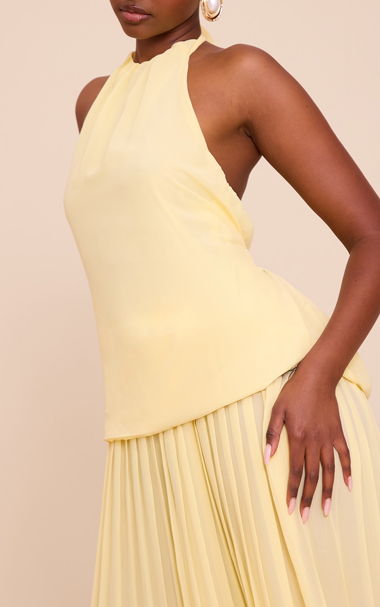 Lemon Overlay Pleated Skirt Maxi Dress image 4