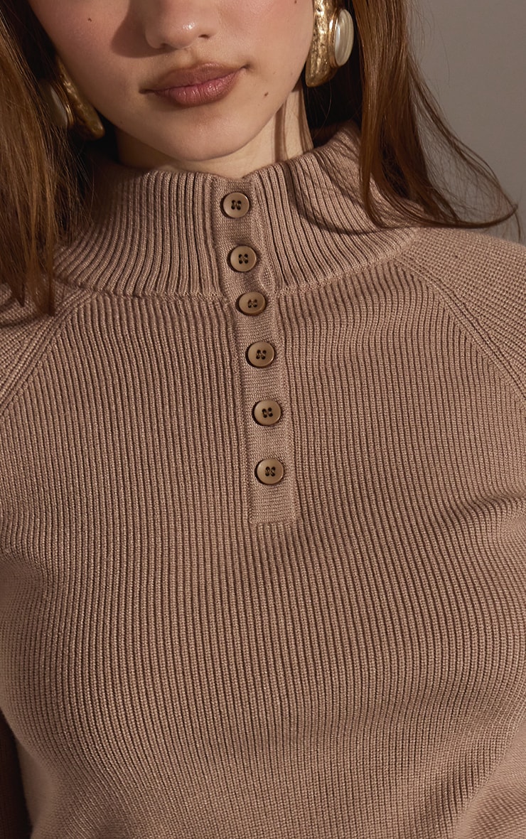 Oatmeal Ribbed Knit Cinched Waist Polo image 4