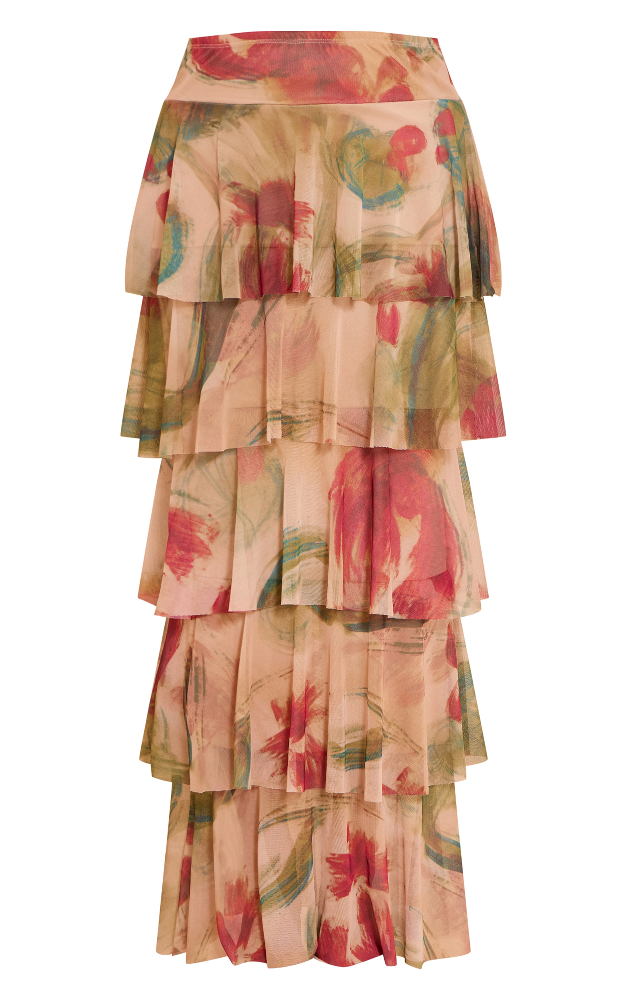 Green Printed Mesh Rara Maxi Skirt image 5