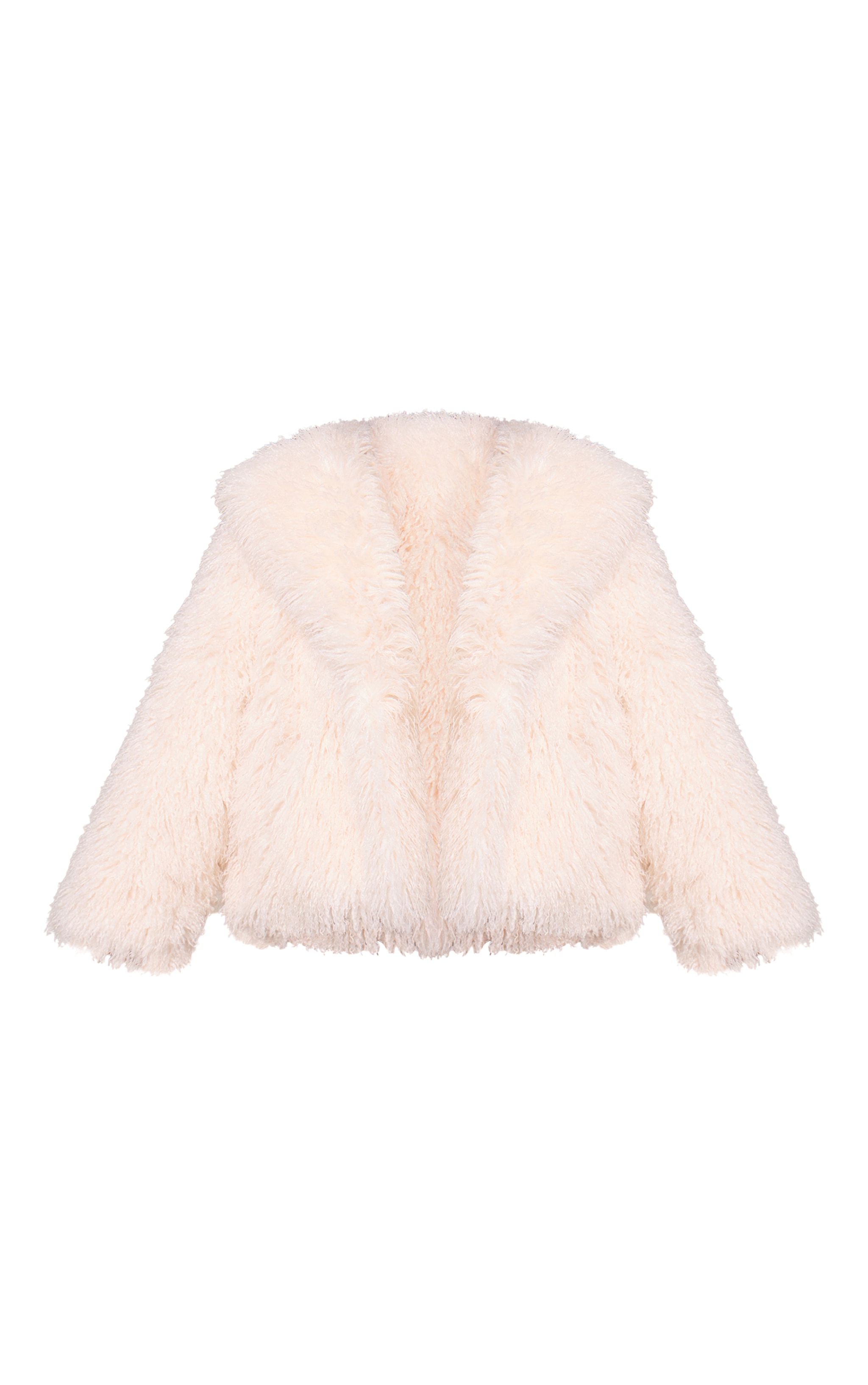 Plus Cream Mongolian Fur Midi Coat image 5