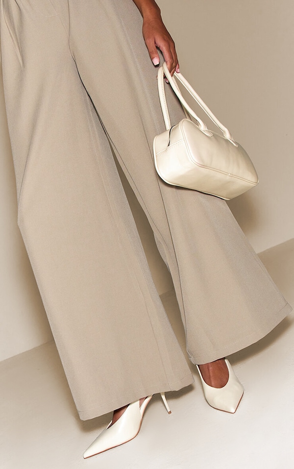 Almond PU Pointed Toe Slingback Heels