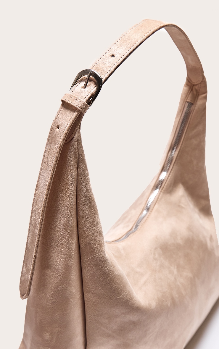 Tote bag réversible en suédine et PU crème image 4