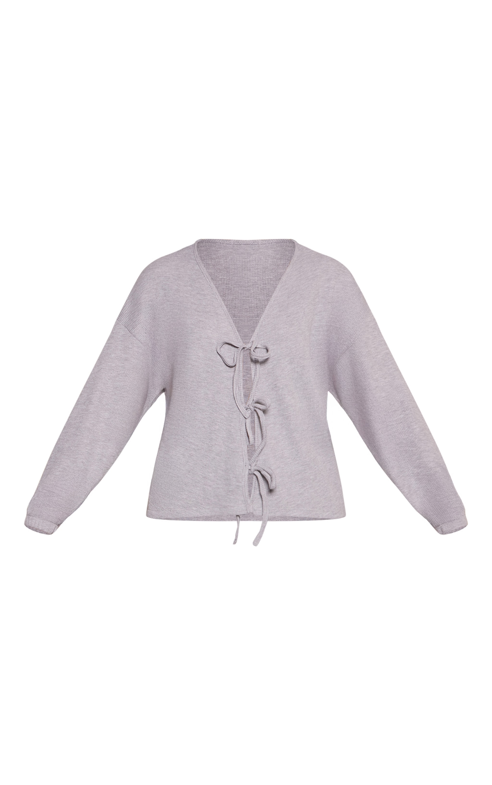 Ash Grey Tie Up Long Sleeve Pyjama Top image 5