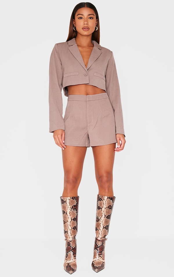 Portsea Stretch Blazer - Mocha Plaid