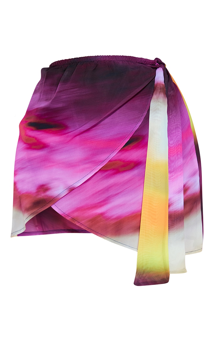 Plus Hot Pink Ombre Tie Side Mini Skirt image 6