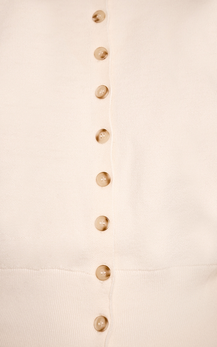 Cream Compact Knit Placket Detail Cardigan  image 4