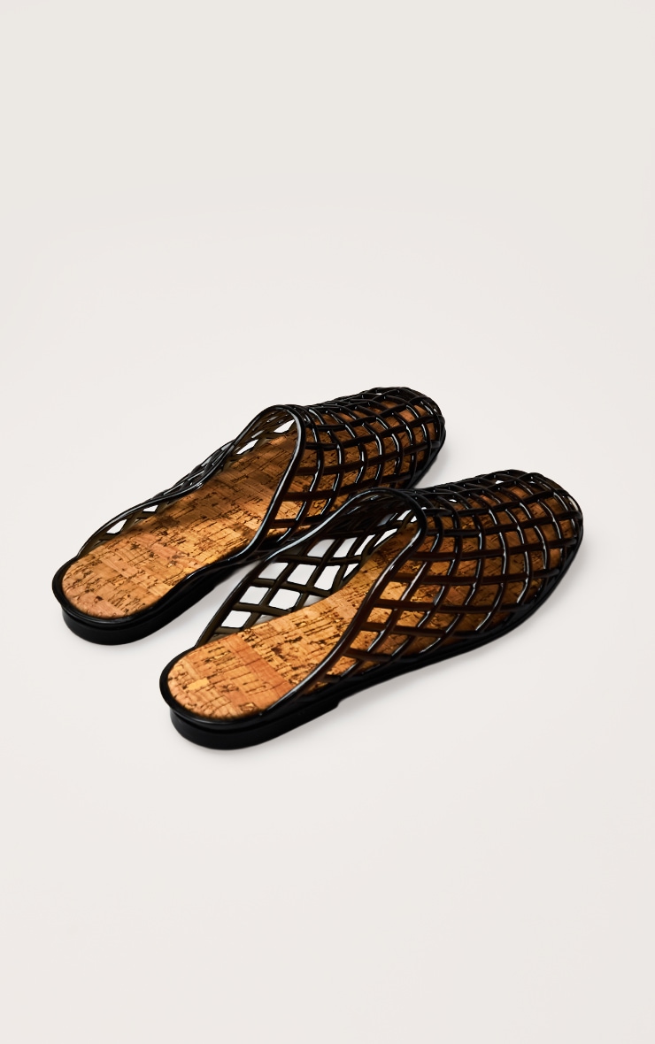 Black Jelly Cork Sole Mules image 4