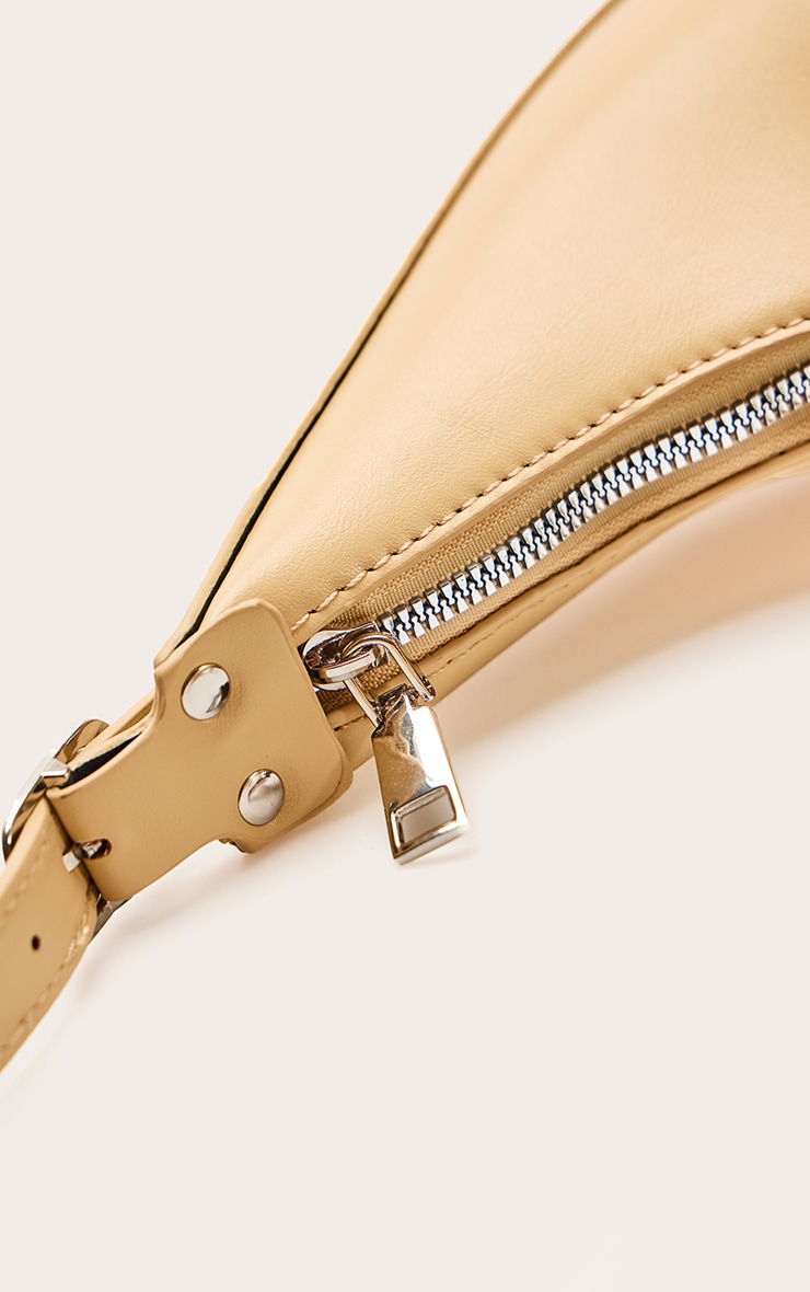 Butter Yellow Curved PU Shoulder Bag image 5
