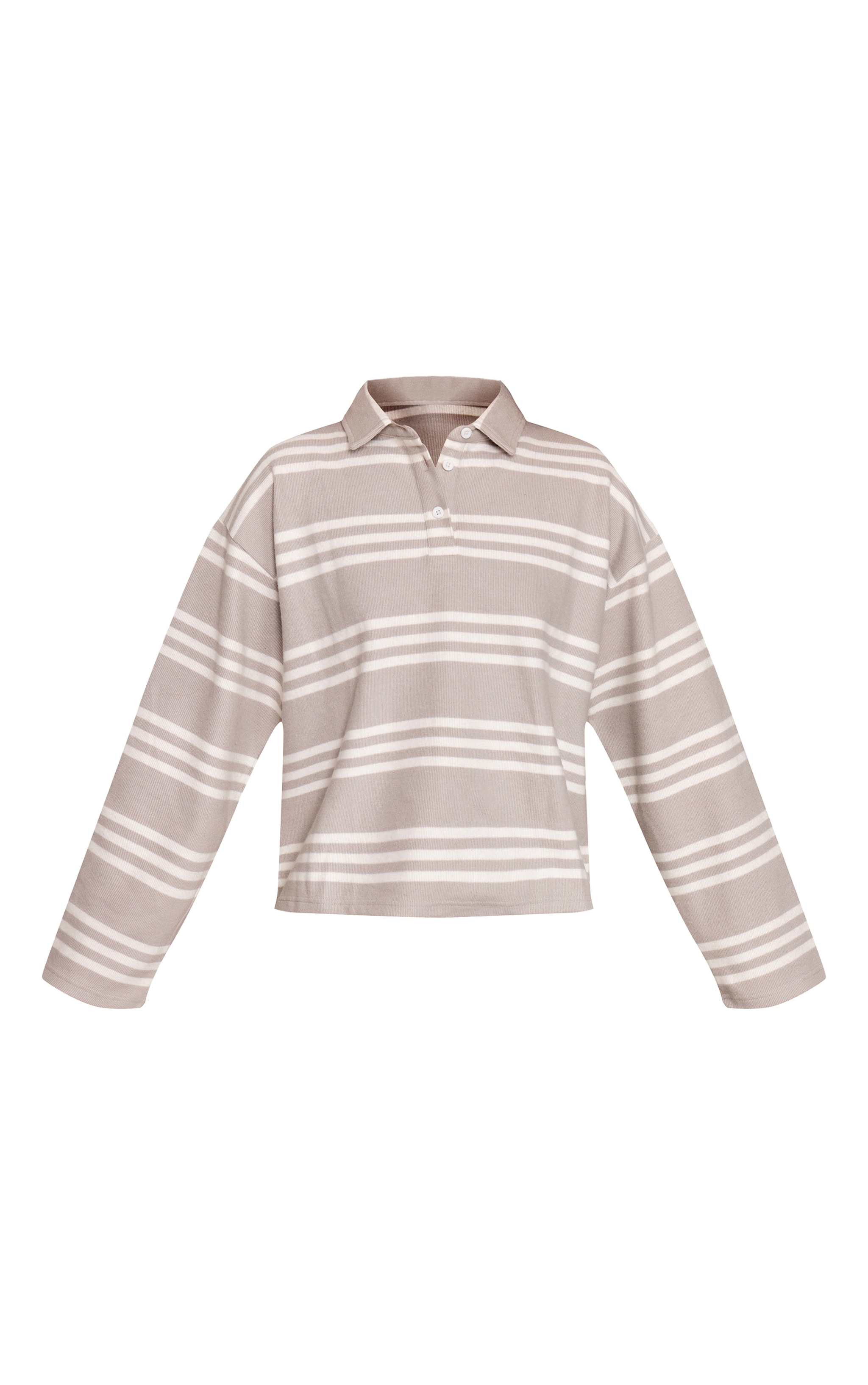 Grey Stripe Super Soft Oversized Polo Top image 5