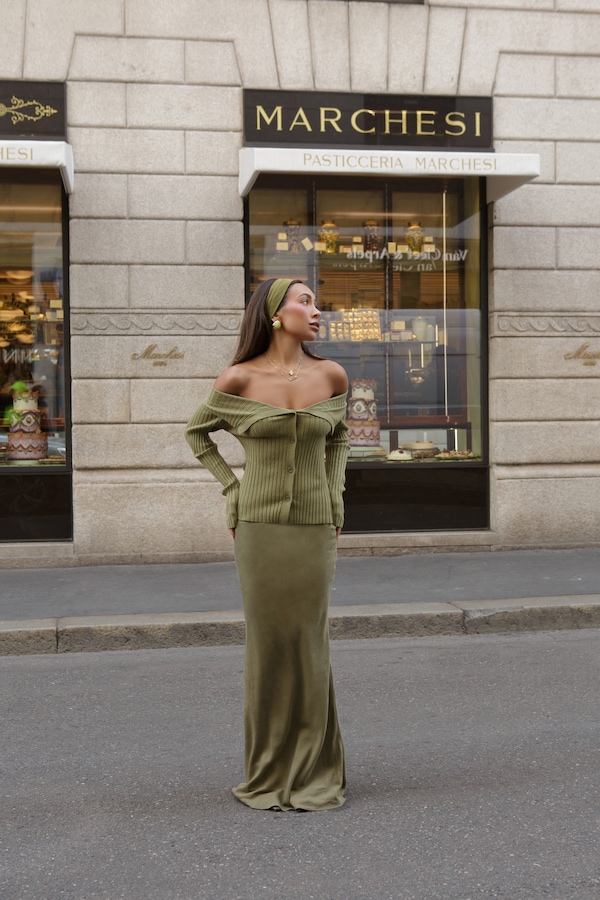 Olive Tencel Maxi Skirt