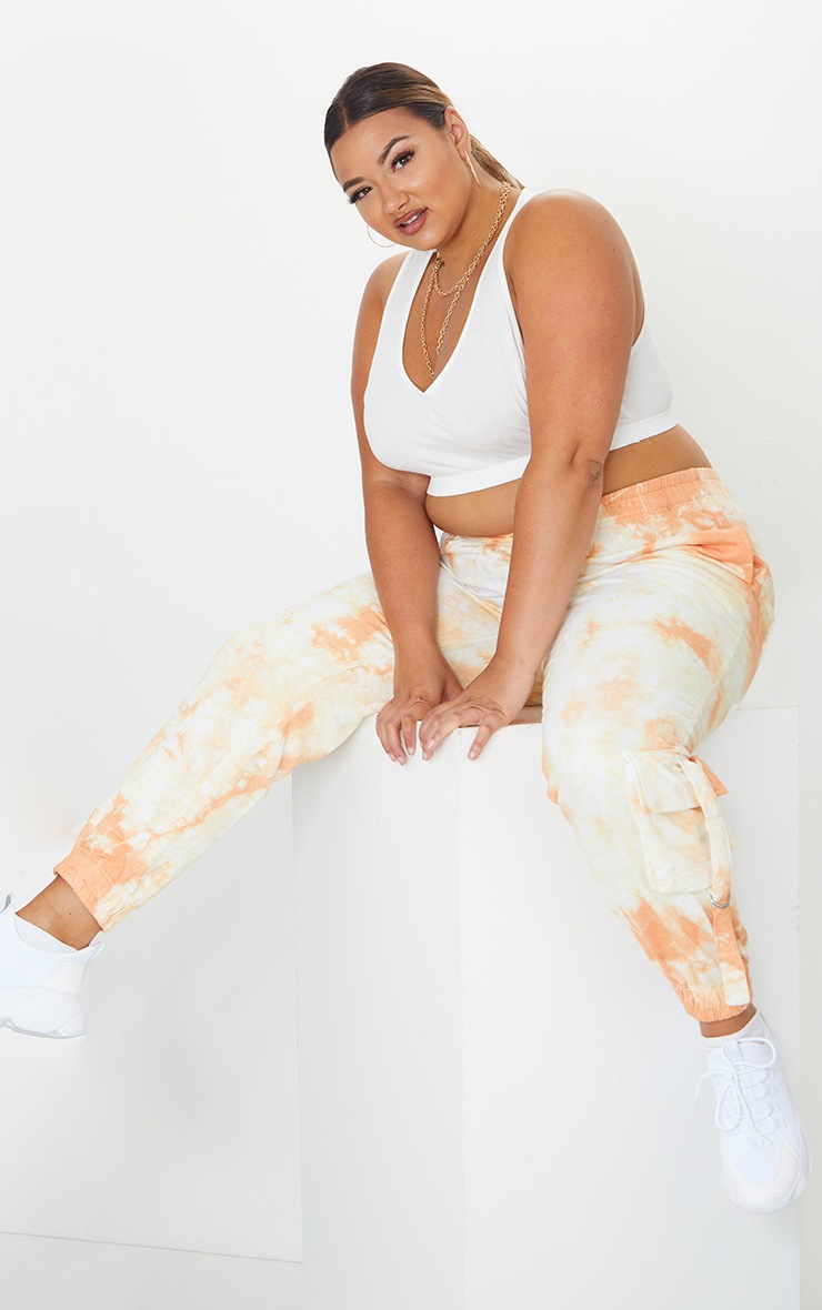 Plus Peach Tie Dye Cargo Jogger