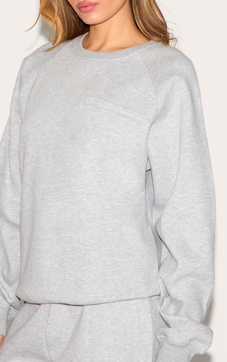 Ash Grey Oversized Pocket Detail Sweatshirt image 4
