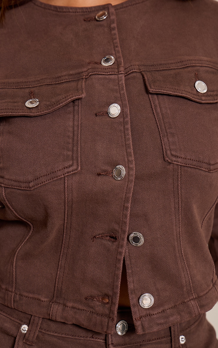Shape Chocolate Stretch Denim Fitted Jacket image 4