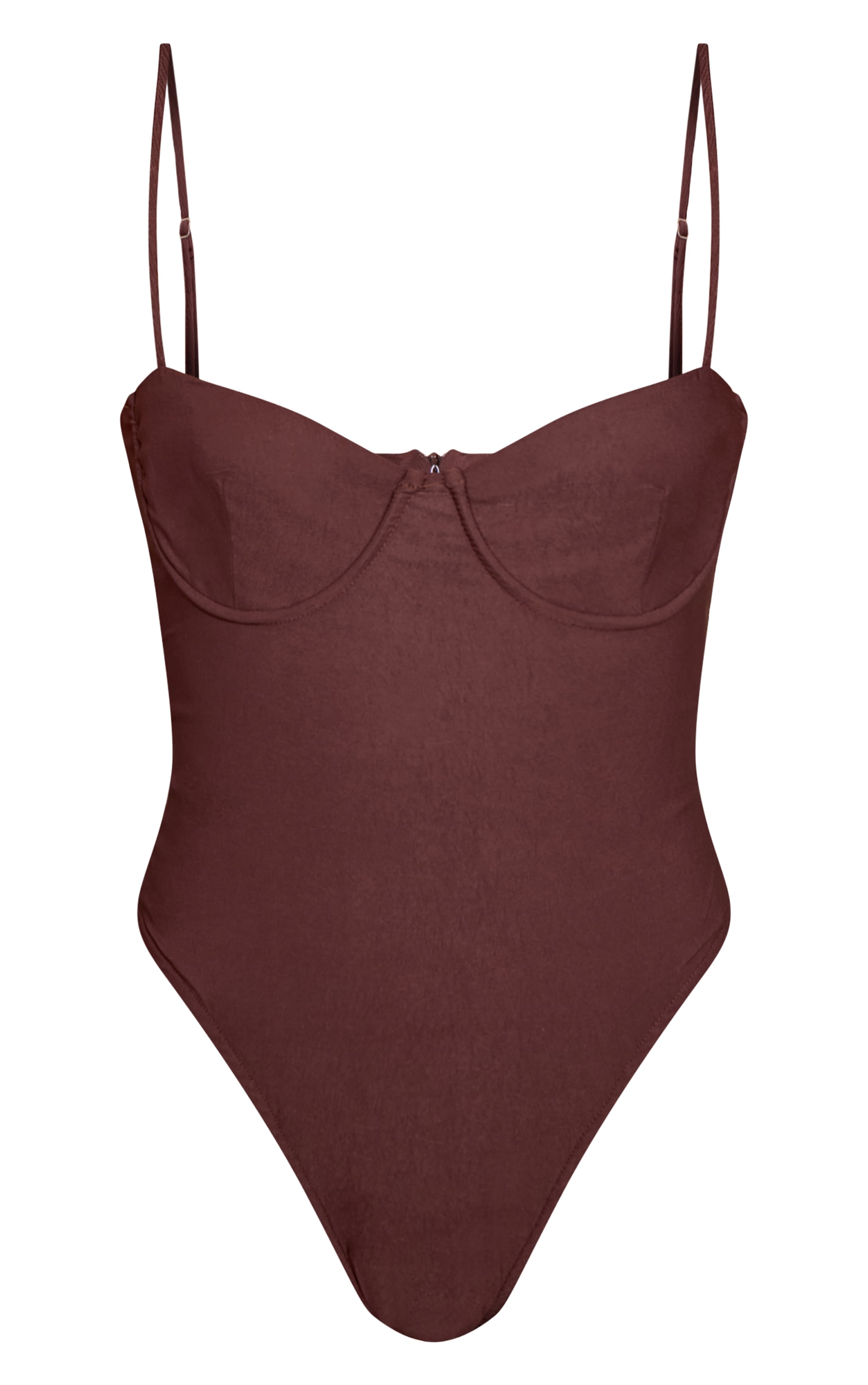 Dark Chocolate Woven Stretch Strappy Bodysuit image 5