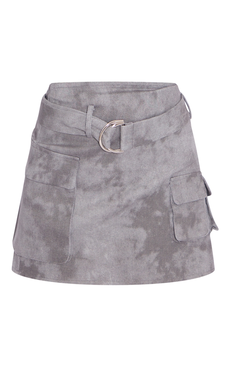 Charcoal Washed Twill Cargo Micro Mini Skirt image 6