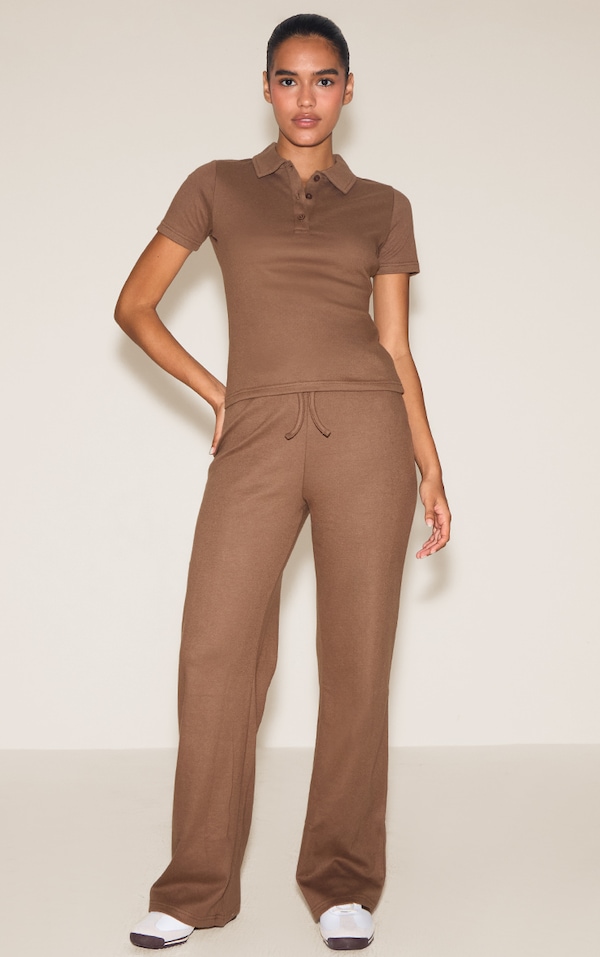 Pantalon skinny flare très doux café au lait à taille basse