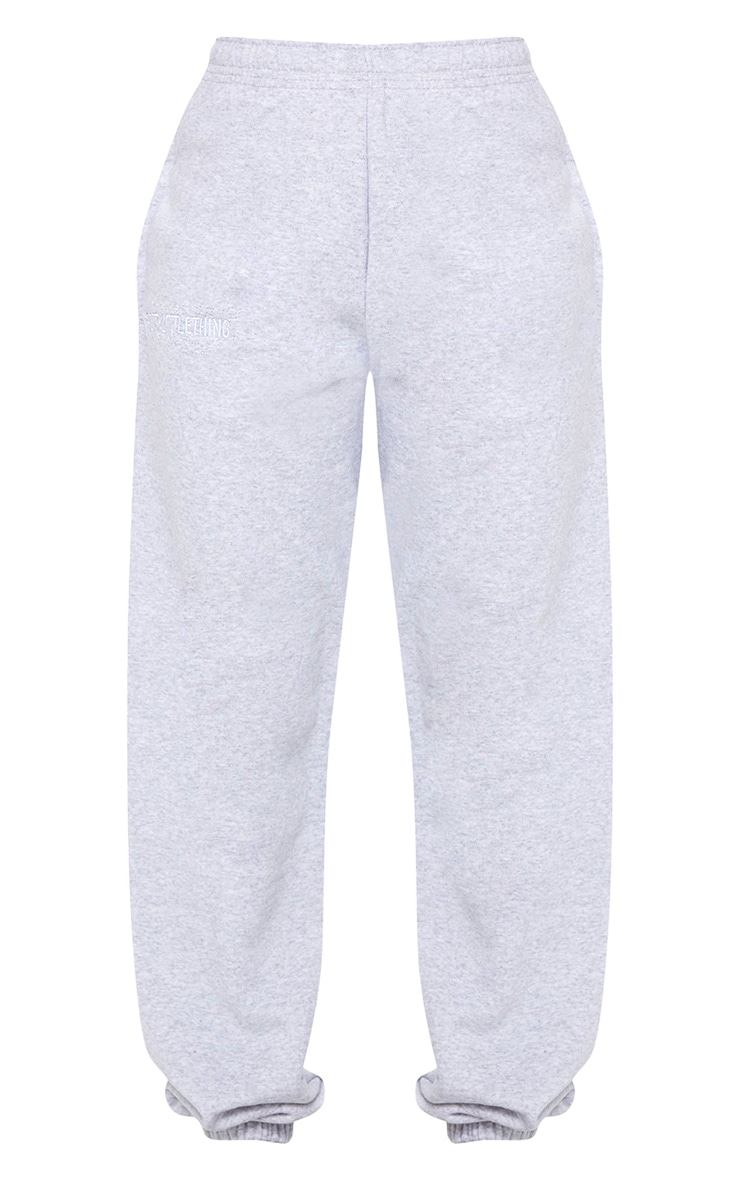 PRETTYLITTLETHING Ash Grey Embroidered Slogan Track Pants image 5