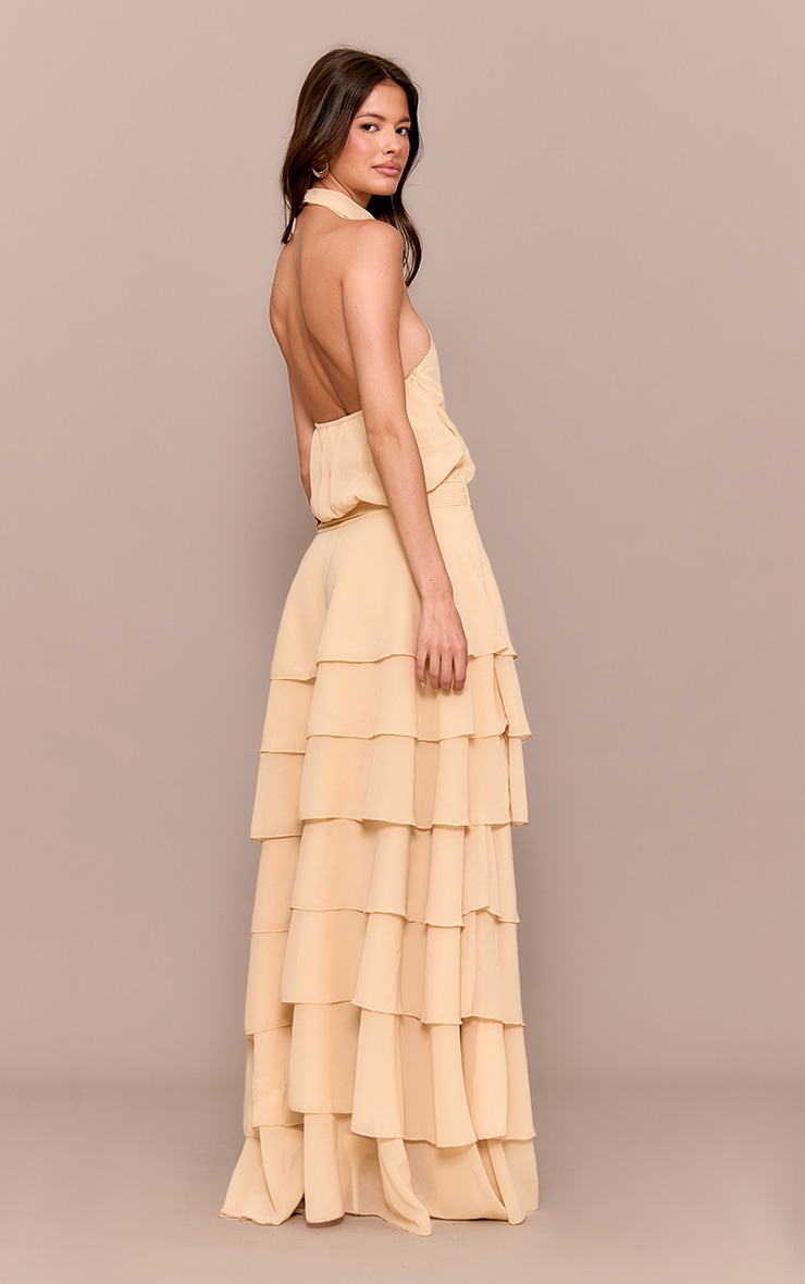 Butter Yellow Chiffon Tiered Maxi Dress image 3