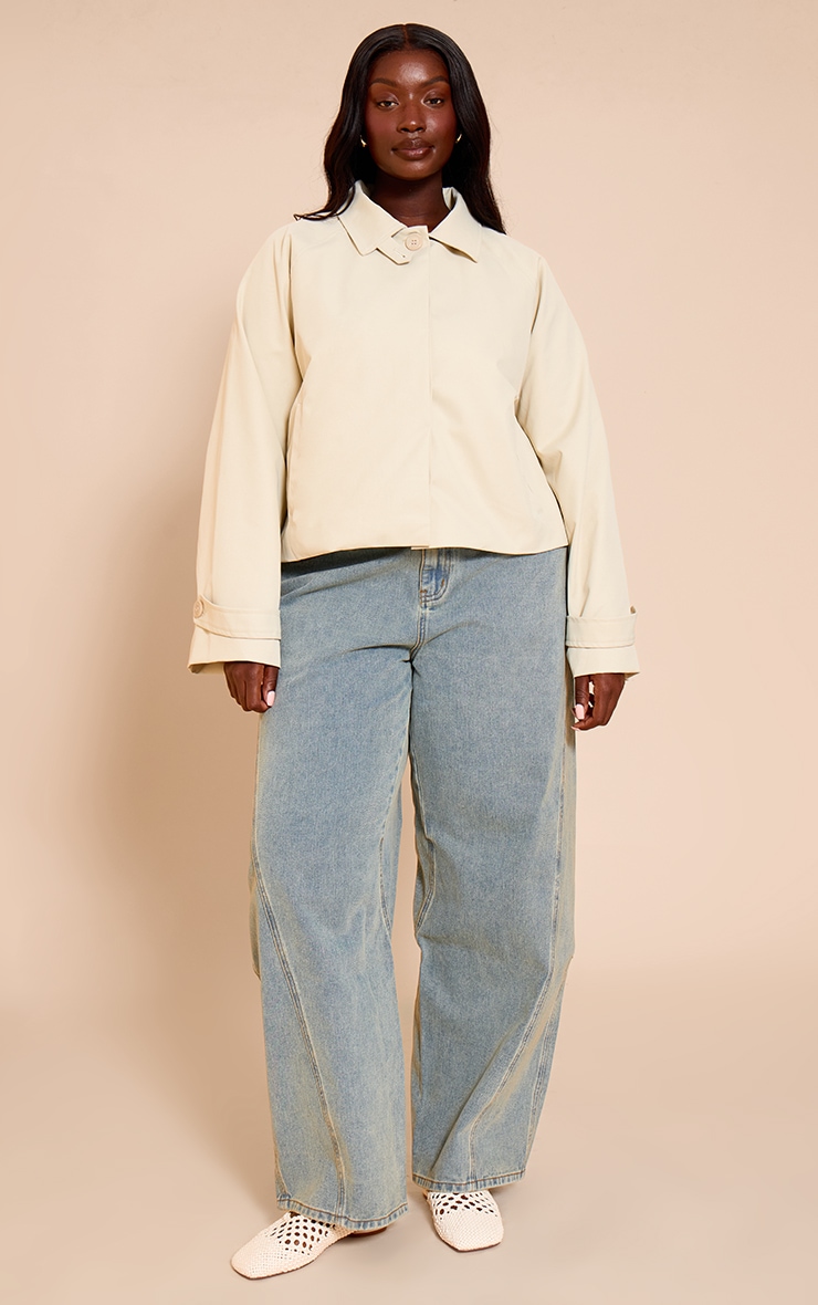 Plus Stone Long Sleeve Trench Style Jacket image 3