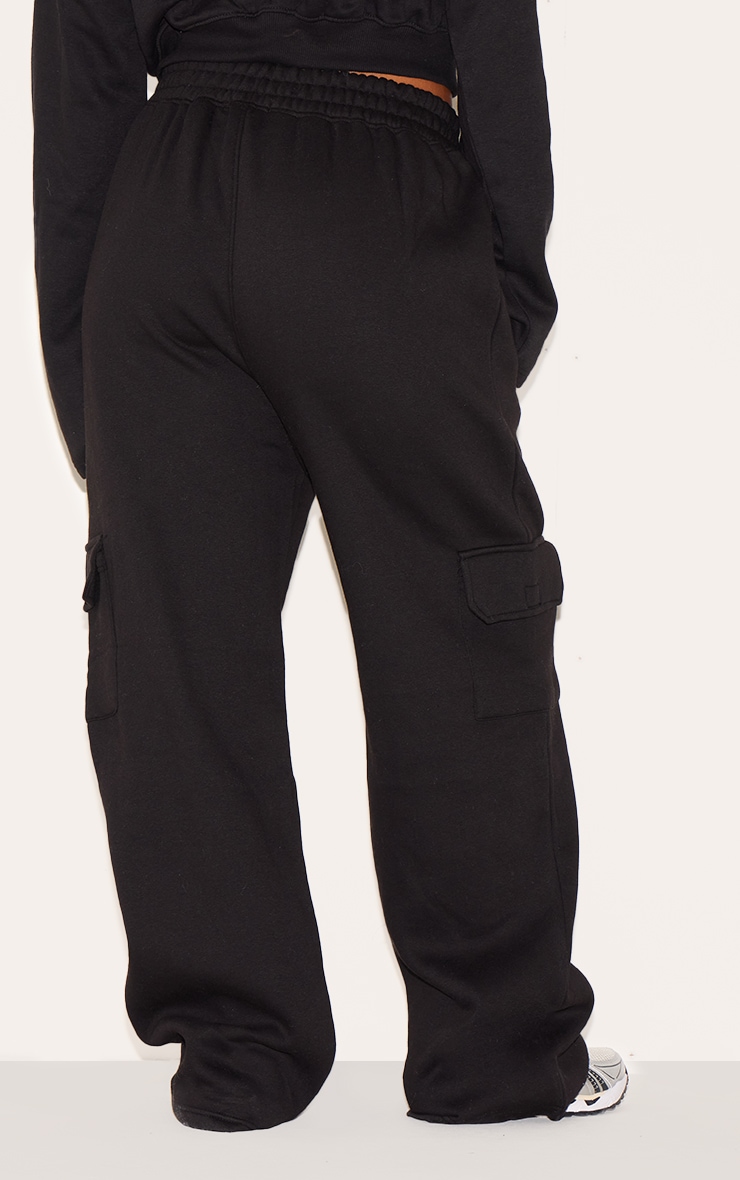 Plus Black Cargo Pocket Wide Leg Sweatpants image 3