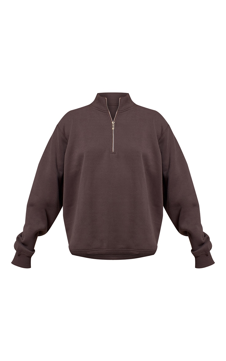 Charcoal Cotton Fleece Quarter Zip Sweatshirt image 5