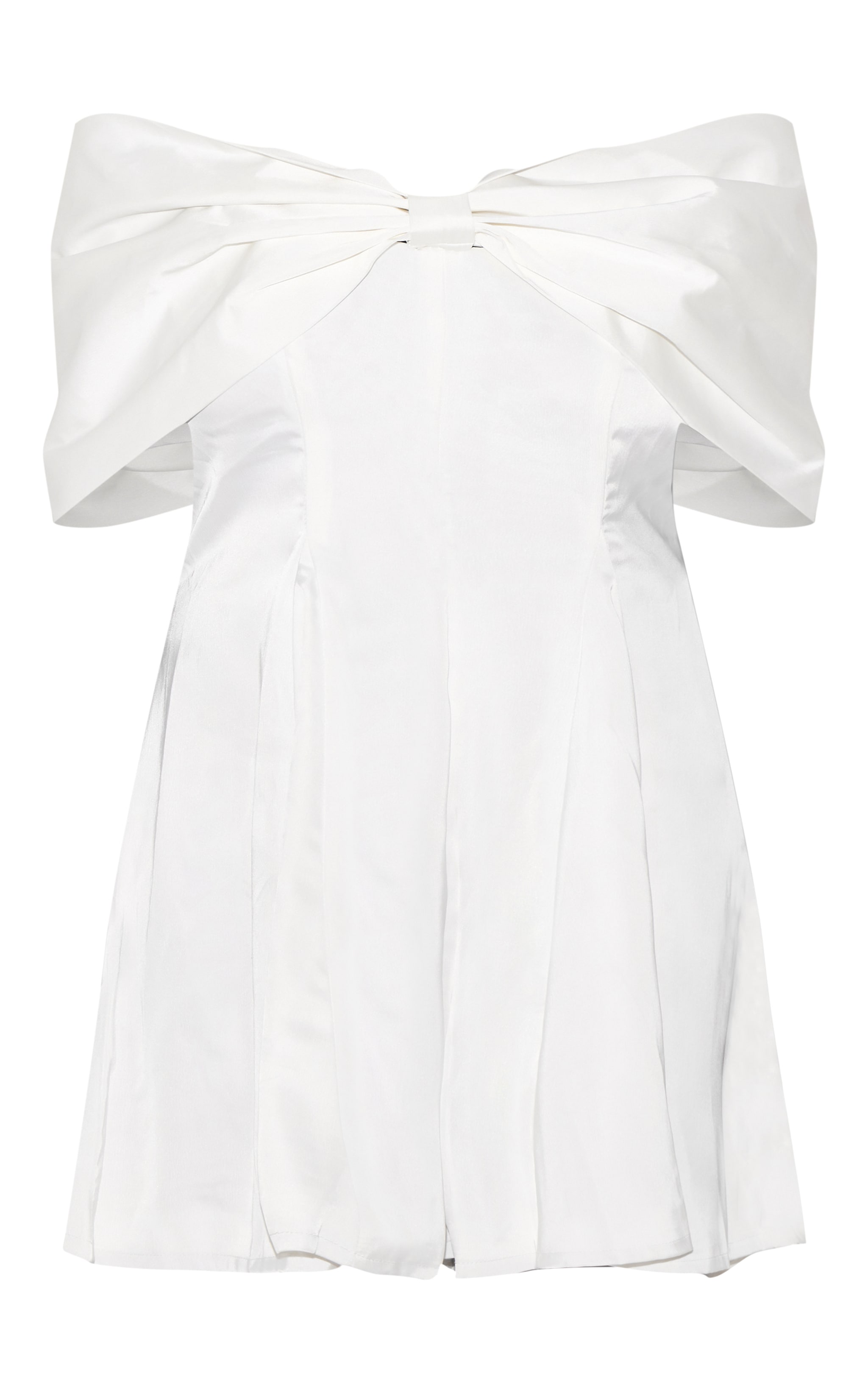 Premium Plus White Satin Extreme Bow Playsuit | Plus Size