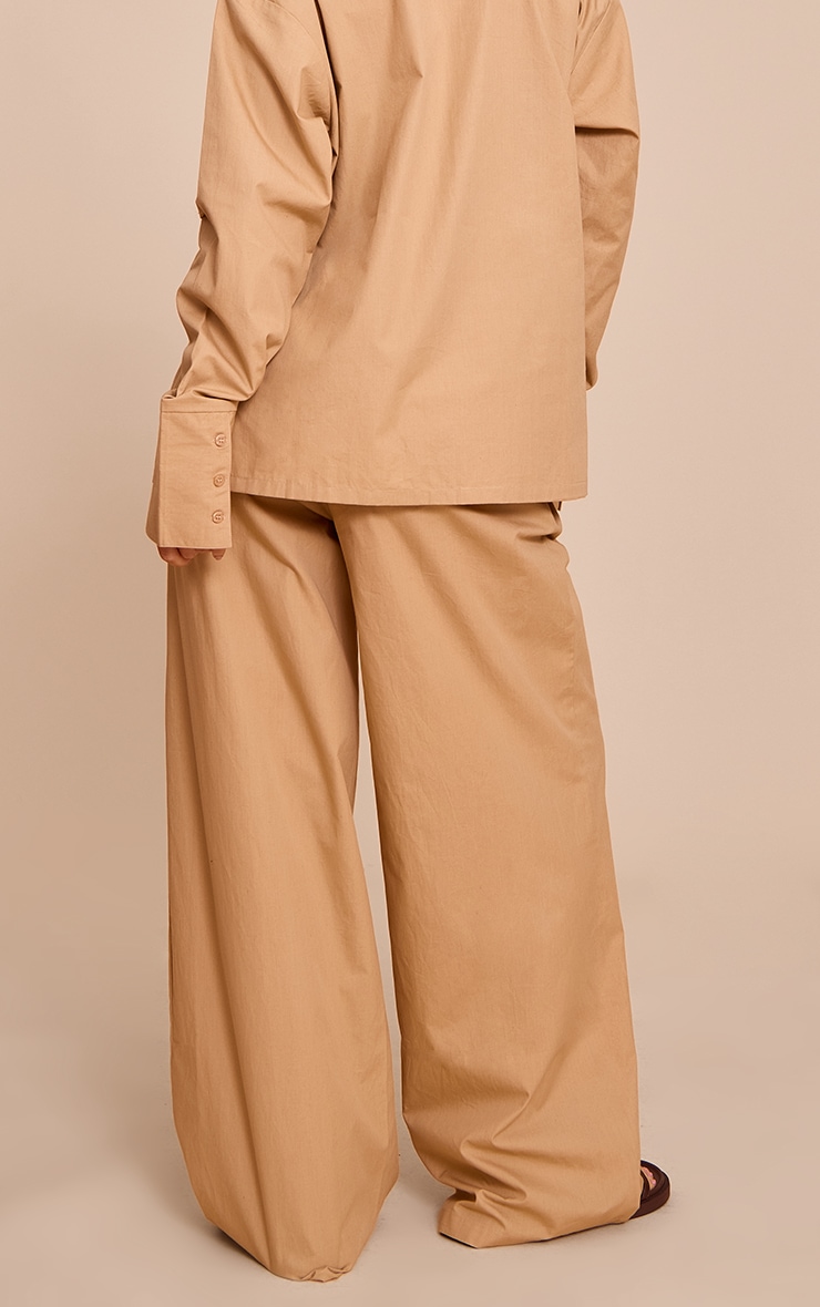 Sand Cotton Poplin Wide Leg Pants image 3