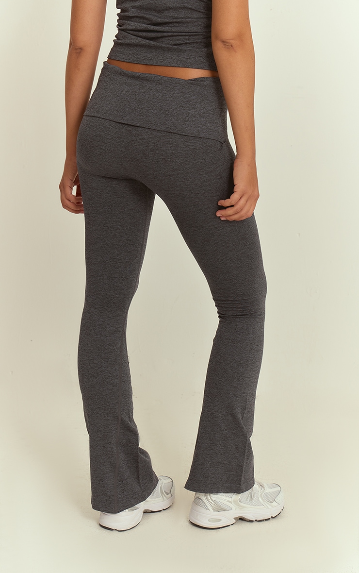 Charcoal Seamless Marl Foldover Yoga Pant image 3