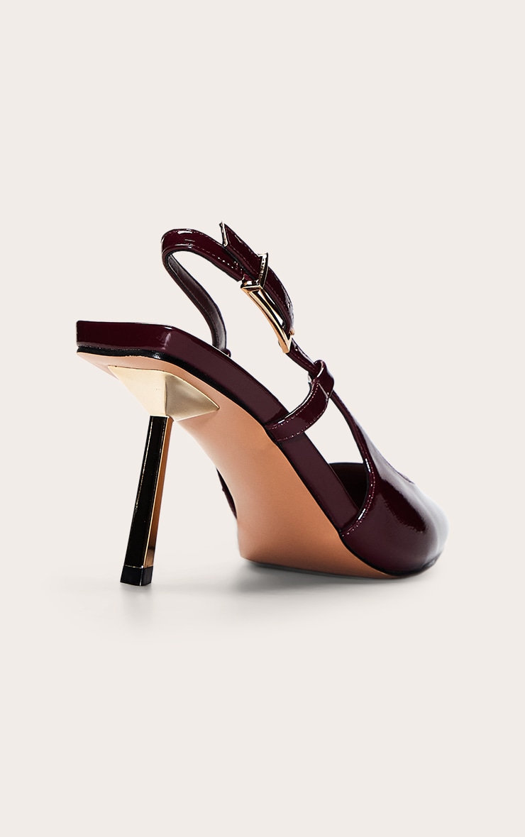Talons crêpés bordeaux à talon et bride talon image 4
