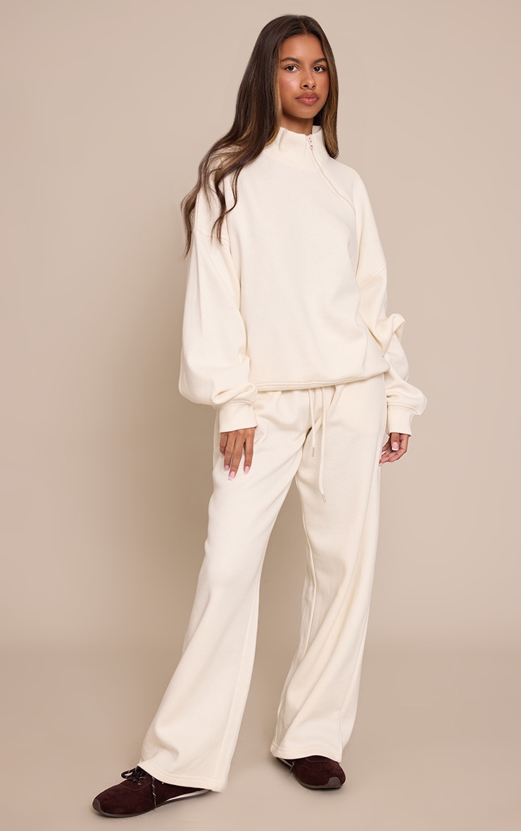 Petite Cream Funnel Neck Side Zip Sweatshirt  image 3
