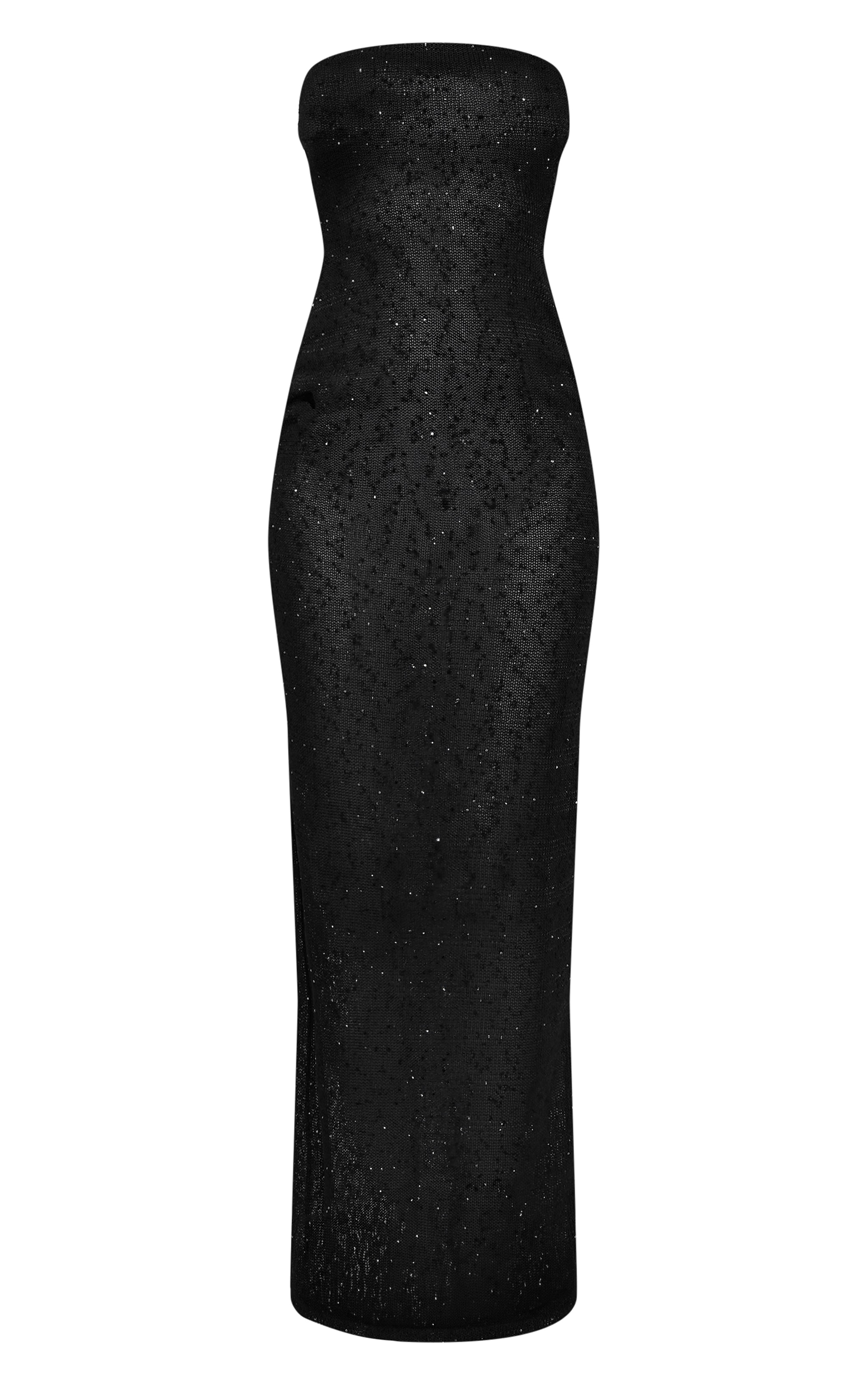 Black Sequin Sheer Bandeau Maxi Dress image 5