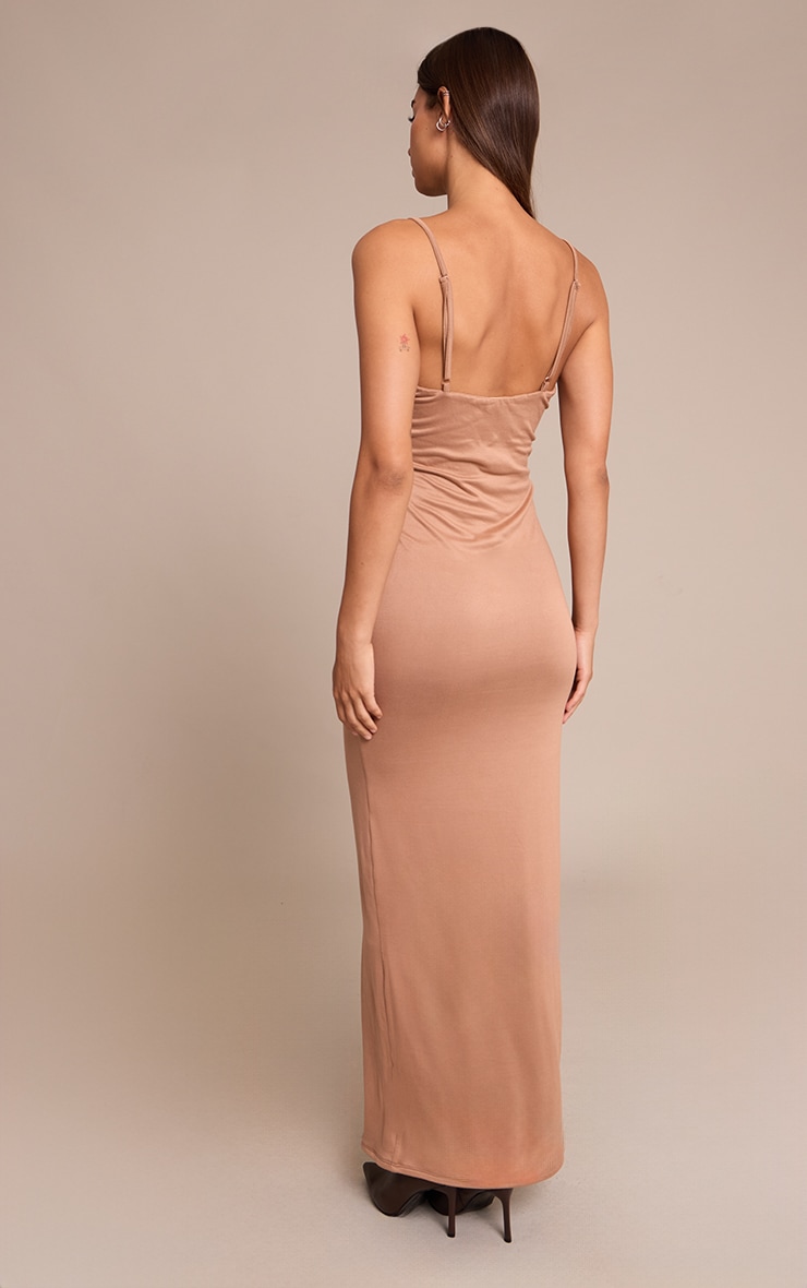 Taupe Soft Touch Jersey Strappy Maxi Dress image 2