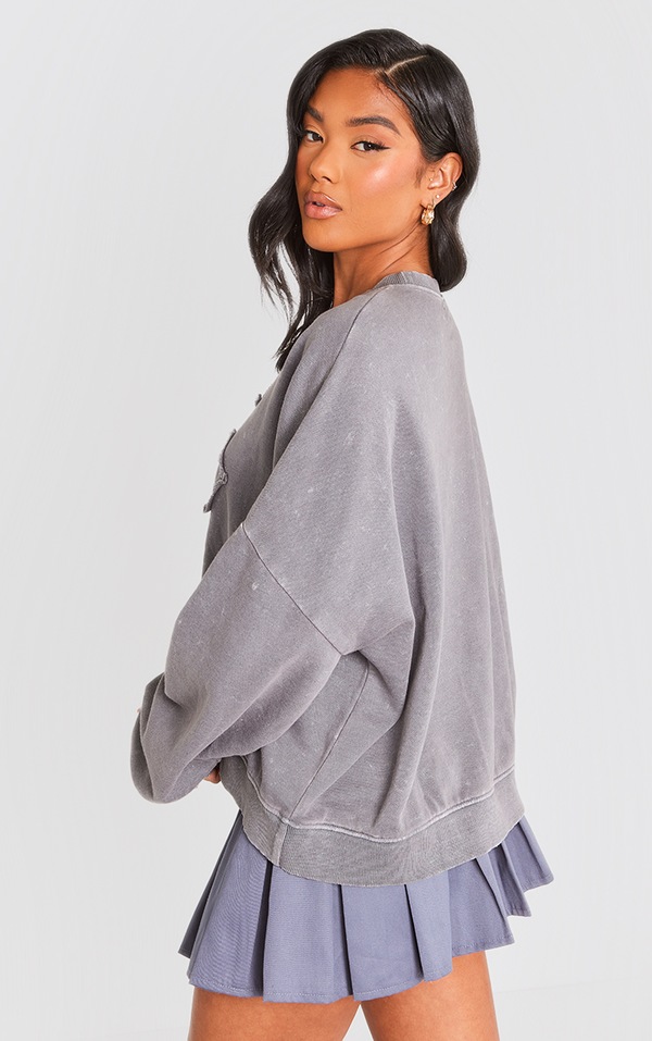 Light Peach Cut Off Raw Hedge Long Sleeve Sweatshirt main image 0