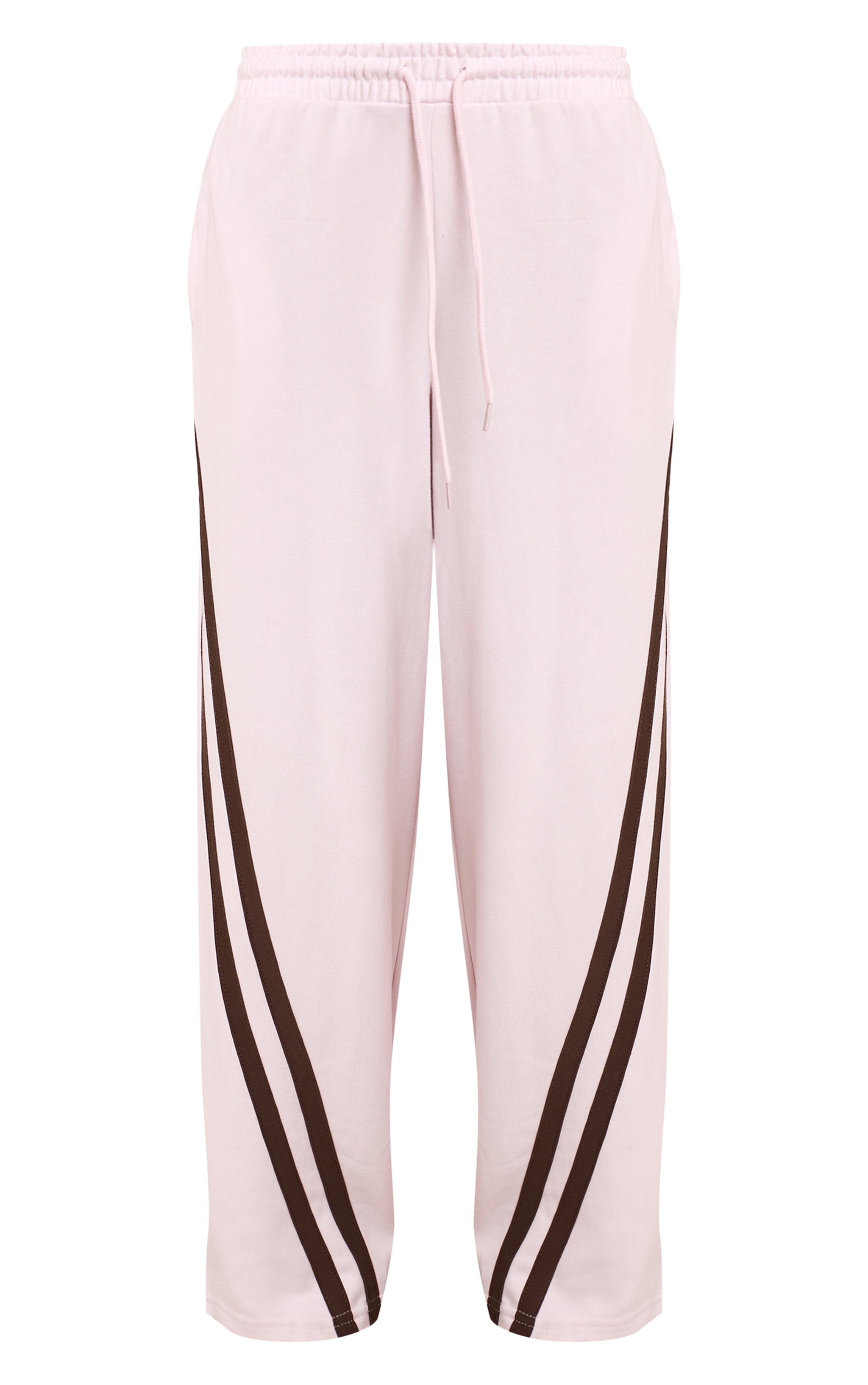 Pink Contrast Striped Wide Leg Sweatpants image 5