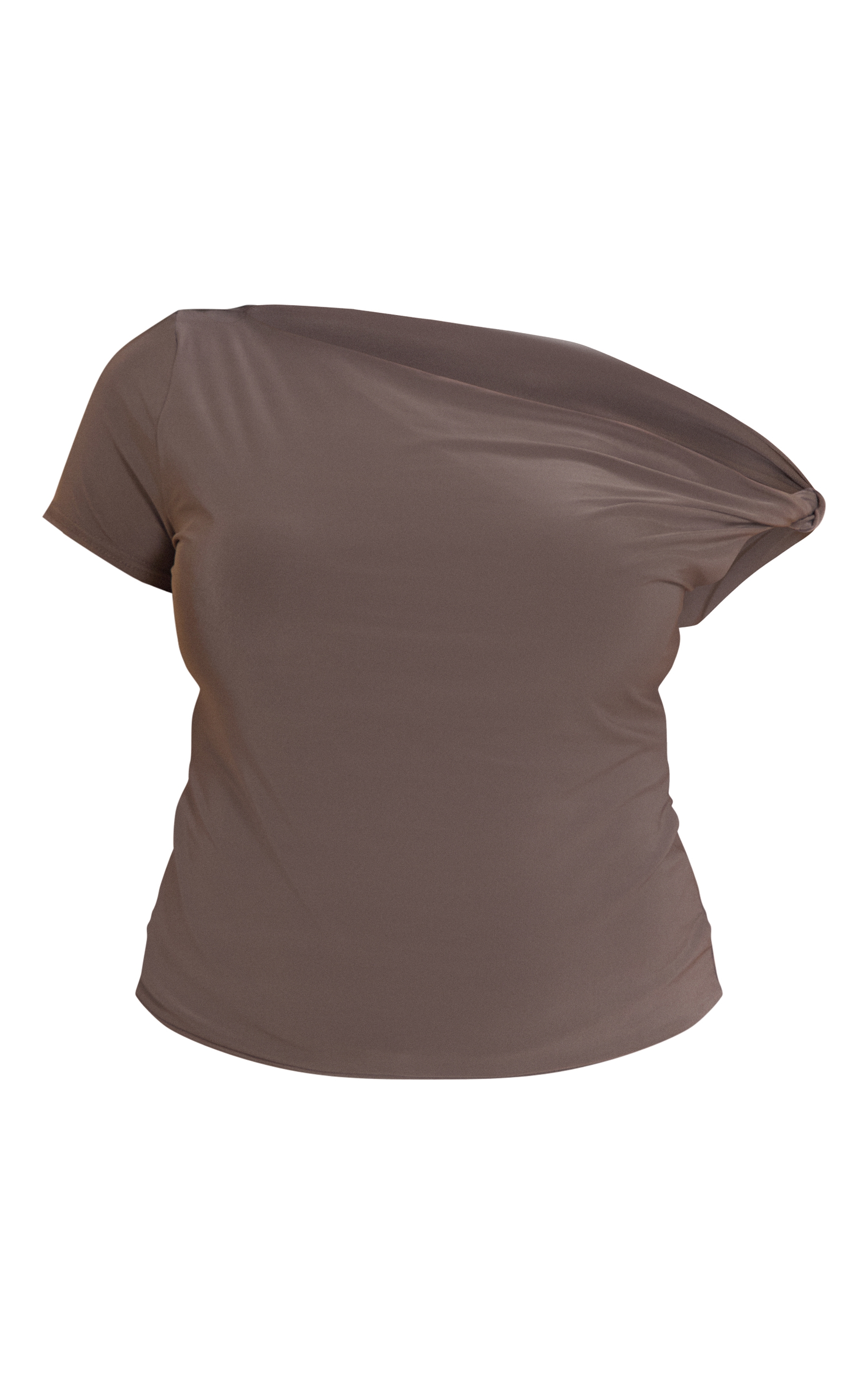 Plus Mushroom Double Layer Slinky Asymmetric Knot Detail Long Top image 5