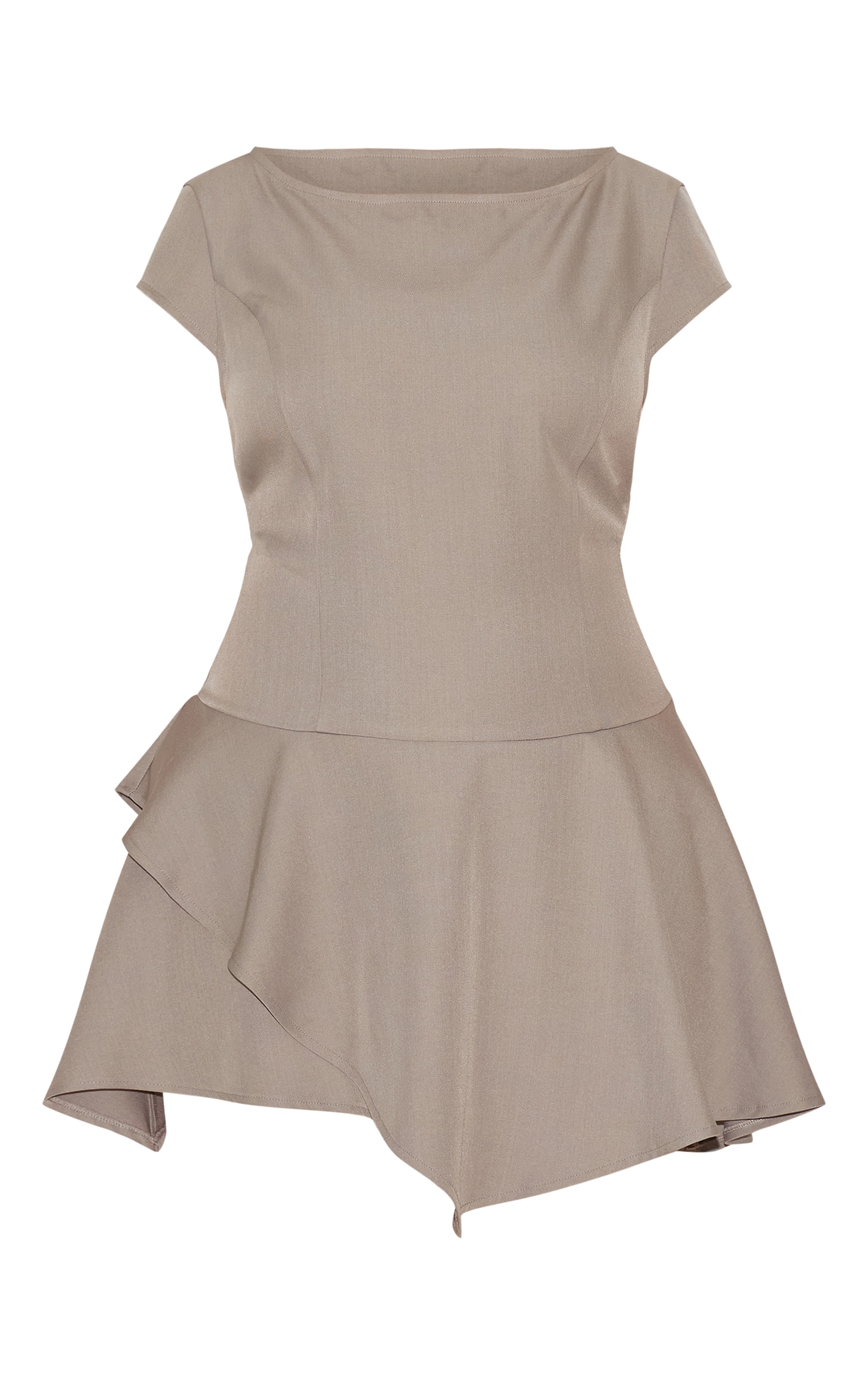 Plus Clay Woven Capped Sleeve Asymmetric Layered Shift Dress image 5
