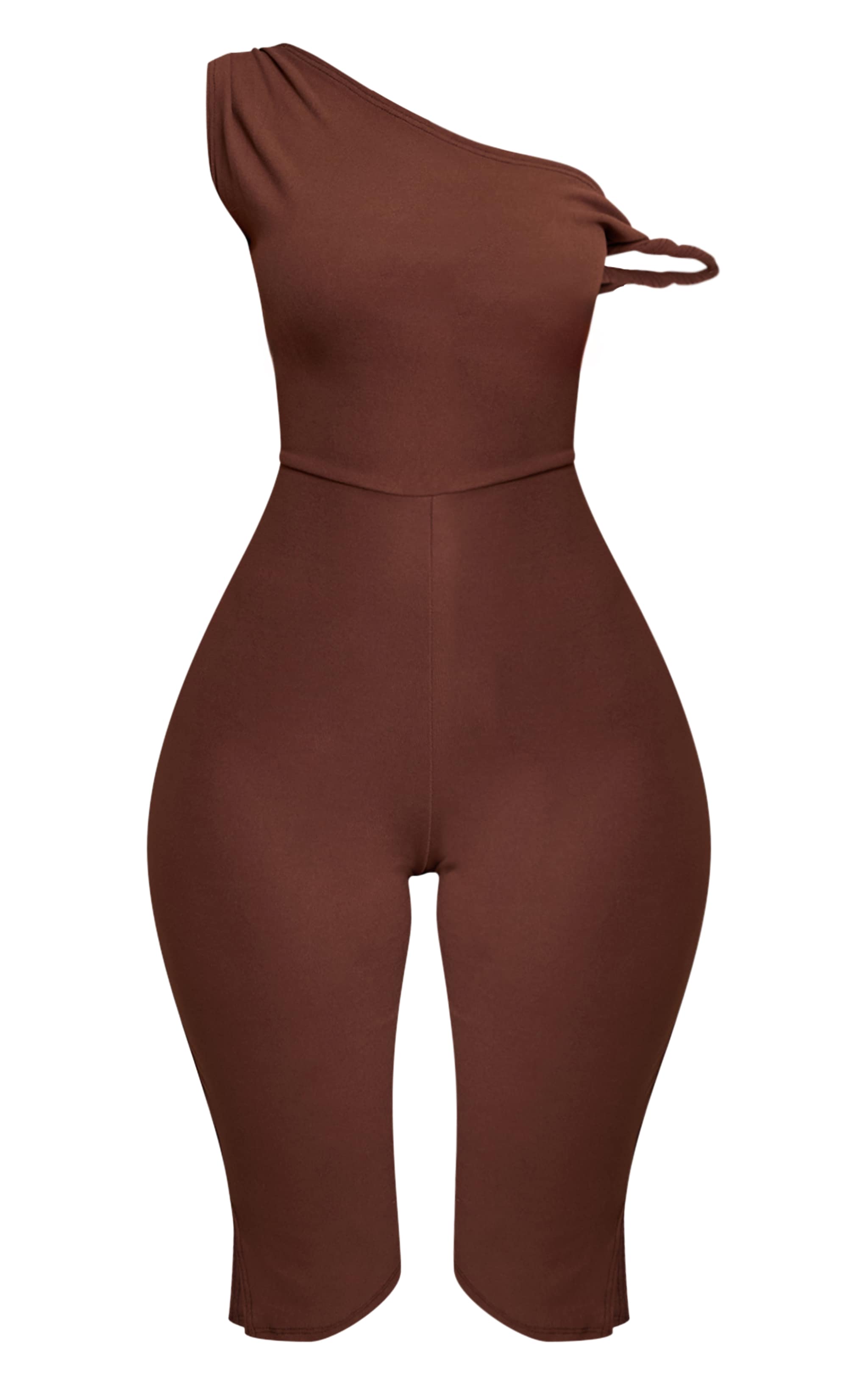 Petite Chocolate Super Soft Bardot Twist Detail Fitted Jumpsuit  image 5