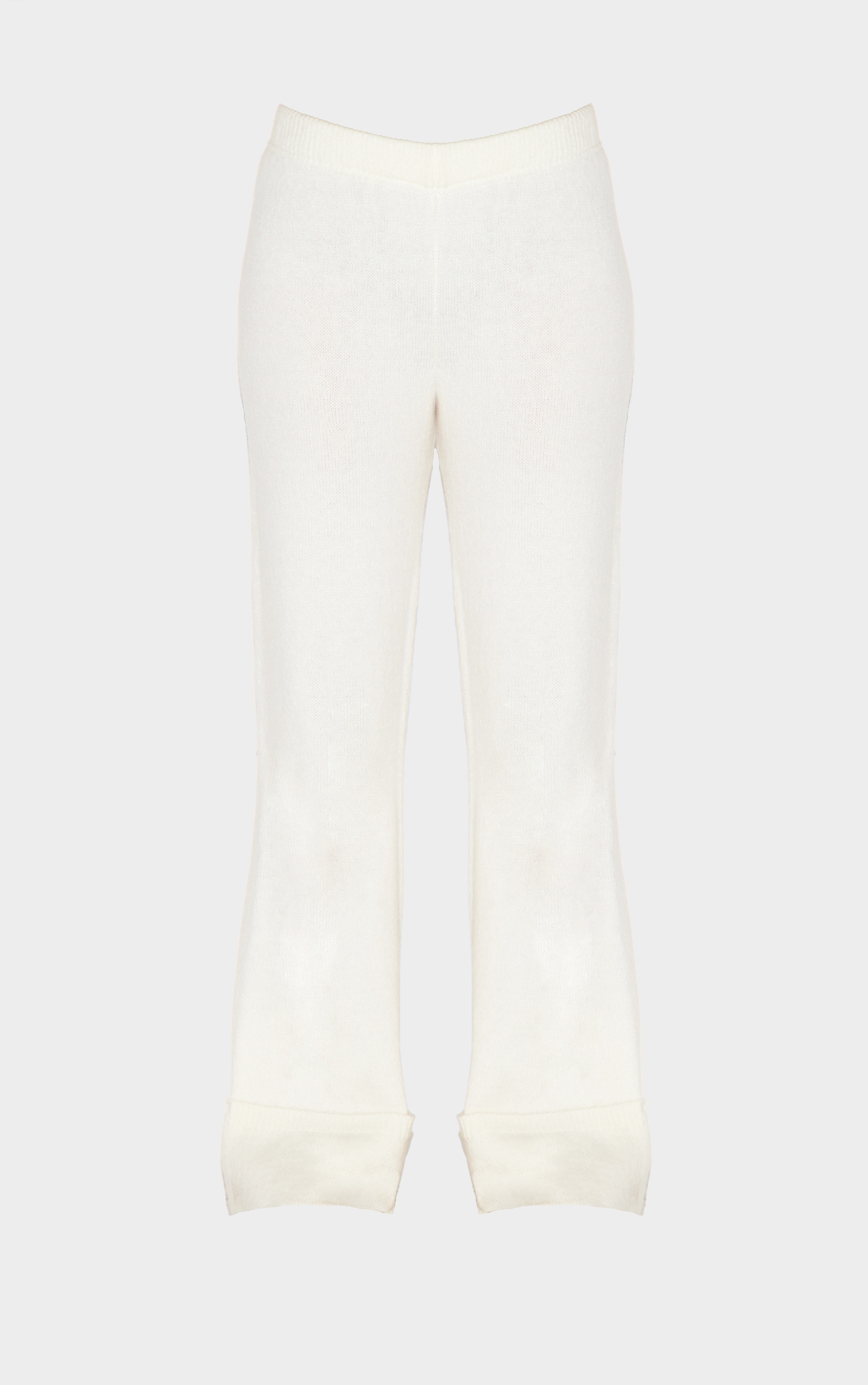 Cream Turn Up Hem Knit Pants image 5