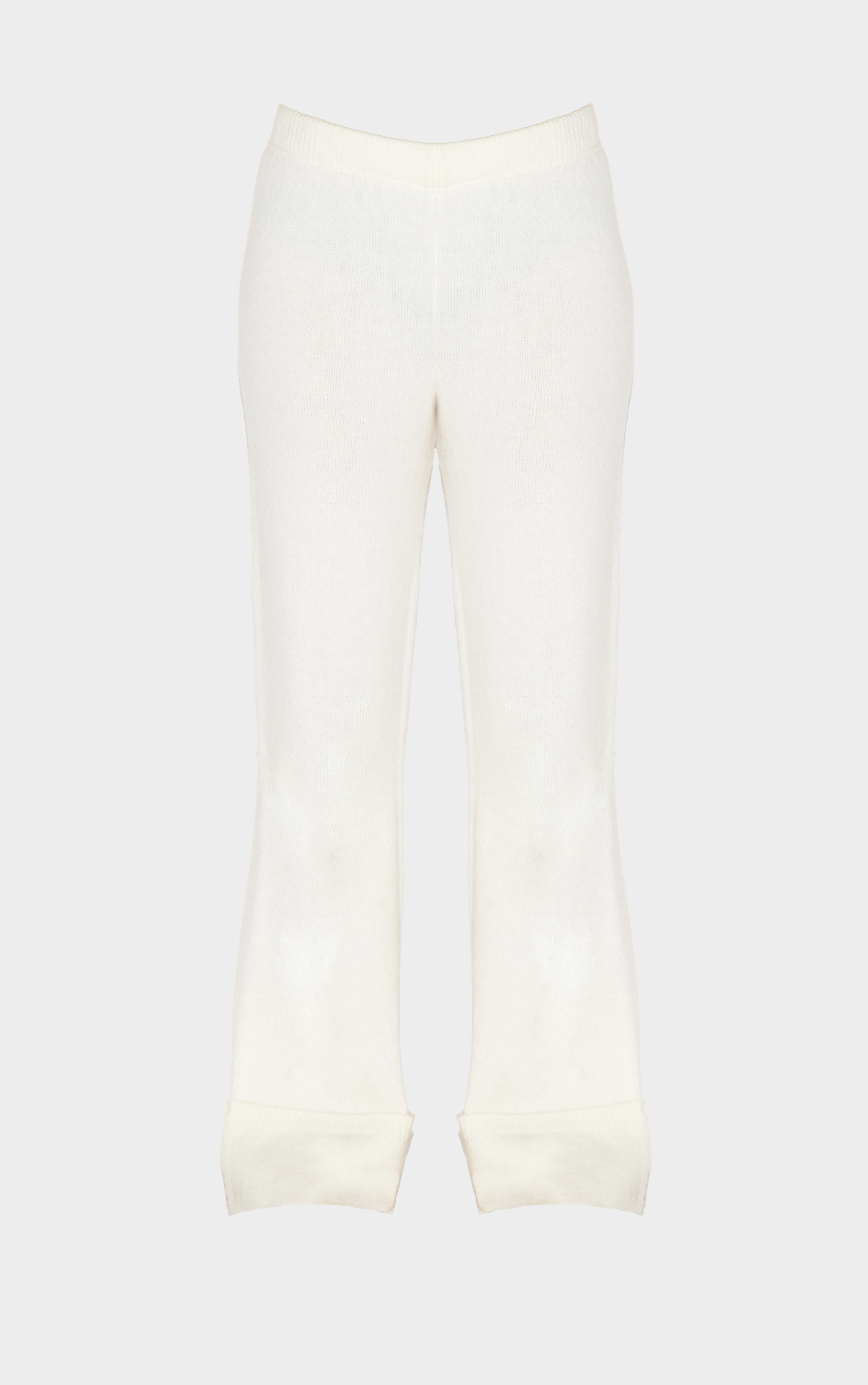 Cream Turn Up Hem Knit Trousers image 5