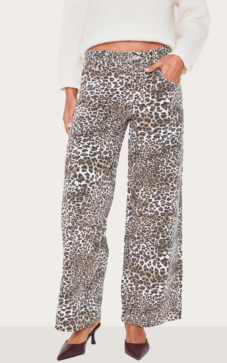 Leopard Print High Waist Wide Leg Jeans image 1